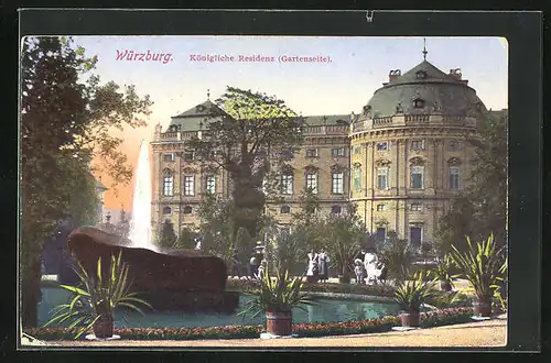 AK Würzburg, Königliche Residenz (Gartenseite)
