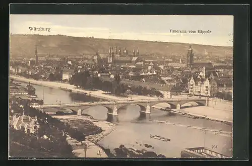 AK Würzburg, Panorama vom Käppele