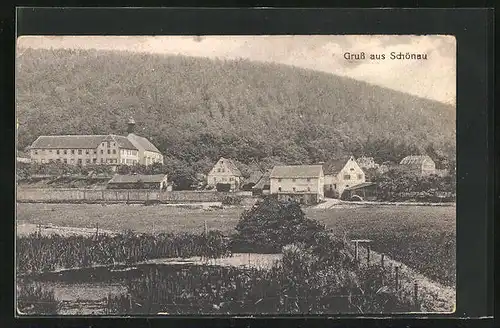 AK Schönau, Ortsansicht aus der Vogelschau