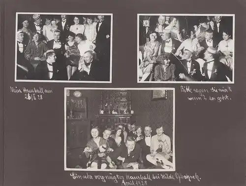 Fotoalbum mit 160 Fotografien, Ansicht Leipzig, Studenten V.A.L. 1926-1929, Stiftungsfest, Maskenball, auch Aufmärsche