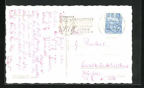 AK Leipzig, Propagandastempel DDR III. Deutsches Turn- und Sportfest 1959