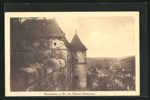 AK Heidenheim a. Br., Teilansicht mit Schloss Hellenstein