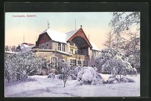 AK Carolagrün, Verschneites Kurhaus