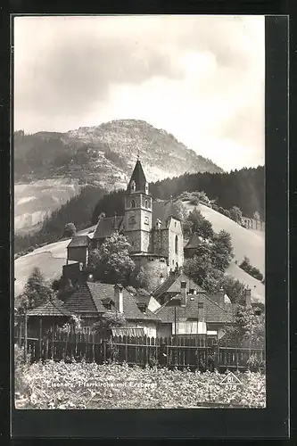 AK Eisenerz, Pfarrkirche mit Erzberg