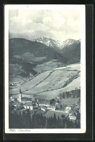 AK Wald, Blick auf Dorf und Gebirgslandschaft