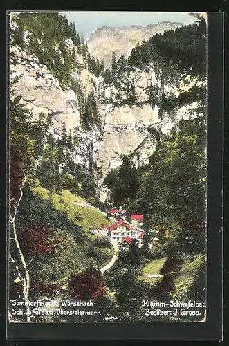 AK Wörschach, Kurhotel und Klamm-Schwefelbad von J. Gross