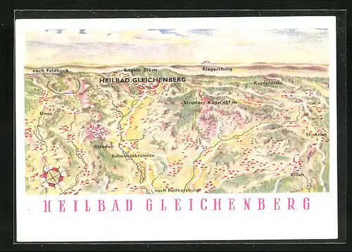 AK Bad Gleichenberg, Panorama mit Ort und Umgebung