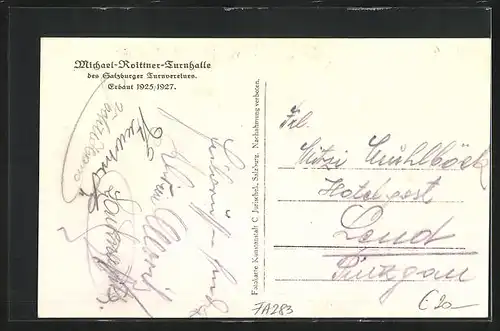 AK Salzburg, Michael-Roittner-Trunhalle des Salzburger Turnvereines 1925-1927