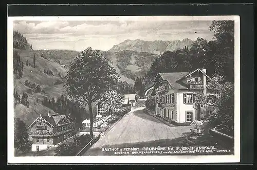 AK St. Johann i. Pg., Strassenpartie am Gasthaus Grubhöhe