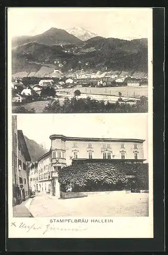 AK Hallein, Gasthaus Stampflbräu, Teilansicht