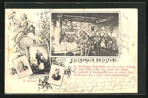 AK Salzburg, Gasthaus Bräustübl v. S. Severin