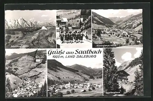 AK Saalbach, Gasthaus Spielberghaus, Schattenberg, Gindel, Spielberghaus