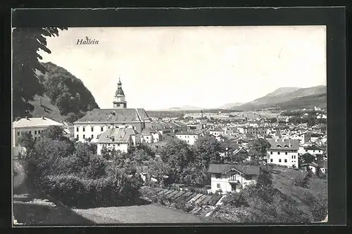 AK Hallein, Kirche mit Blick über den Ort