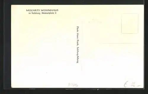 AK Salzburg, Mozarts Wohnhaus am Makartplatz 8
