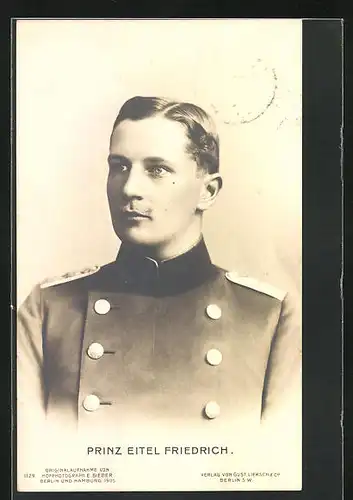 AK Prinz Eitel Friedrich von Preussen in Uniform