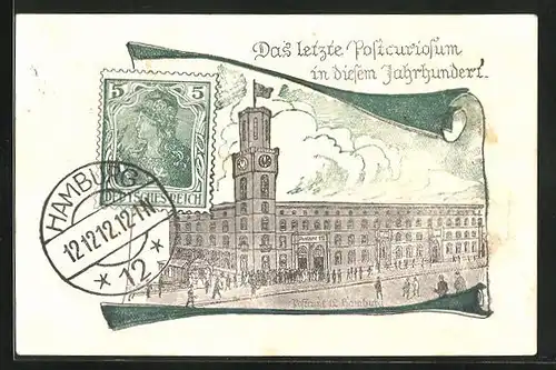AK Hamburg, 12.12.12, Postamt, Briefmarke