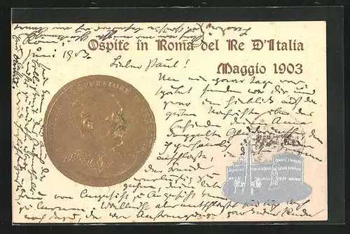 Präge-AK Konterfei von Kaiser Wilhelm II., 1903