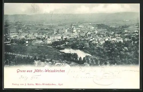 AK Mähr.-Weisskirchen, Totalansicht aus der Vogelschau