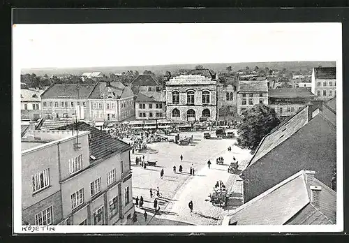 AK Kojetín, Marktplatz aus der Vogelschau