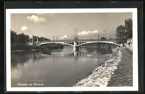 AK Hranice na Morave, Flusspartie mit Brücke