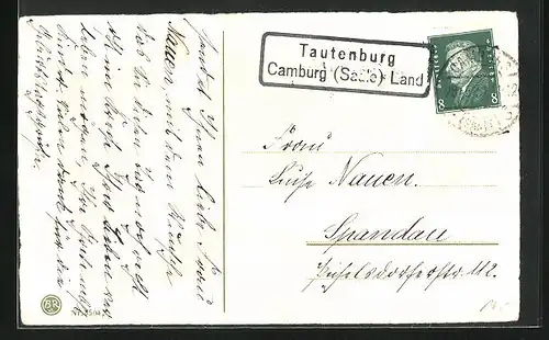 AK mit Landpoststempel Tautenburg Camburg (Saale) Land