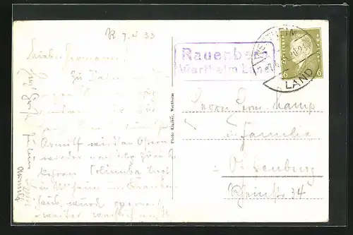 AK mit Landpoststempel Rauenberg Wertheim Land