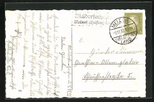AK mit Landpoststempel Meldorferhafen Meldorf (Holstein) Land
