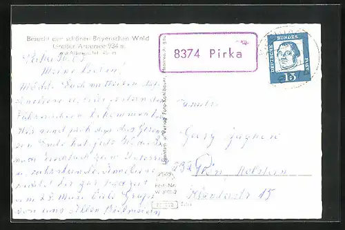 AK mit Landpoststempel Pirka 8374