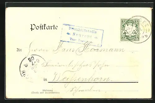 AK mit Landpoststempel Posthilfstelle Neureut Taxe Tegernsee