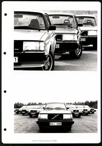 2 Fotografien Auto Volvo 240, PKW in verschiedenen Modell-Varianten z.B. 240 GL, 240 GLE, 240 Turbo u.a.