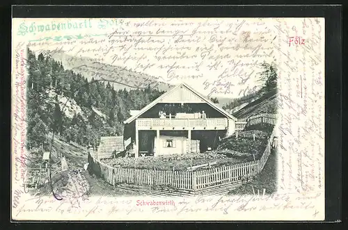 AK Thörl, Gasthaus Schwabenwirth, Ortspartie