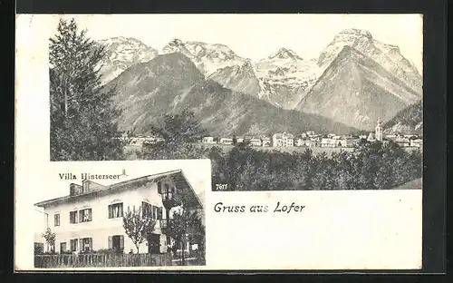 AK Lofer, Pension Villa Hinterseer, Teilansicht