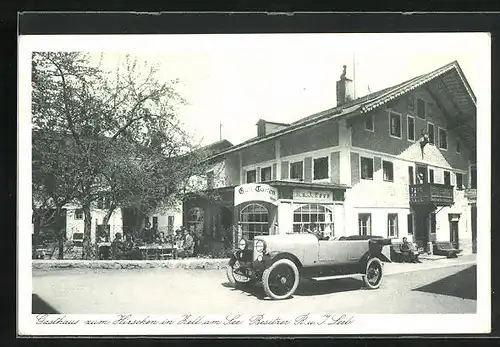 AK Zell am See, Gasthaus zum Hirschen und Auto