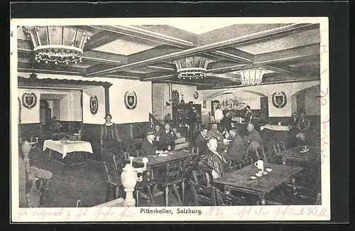 AK Salzburg, Gasthaus Pitterkeller, Innenansicht