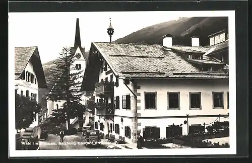 AK Wald im Pinzgau, Gasthof Strasser und Kirche