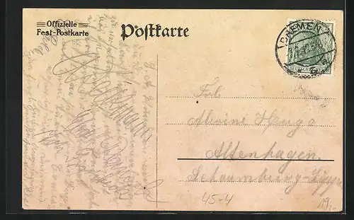 AK Bremen, Kreisturnfest zur 50 jährigen Jubelfeier 1912, Atlethische Turner in Sportbekleidung