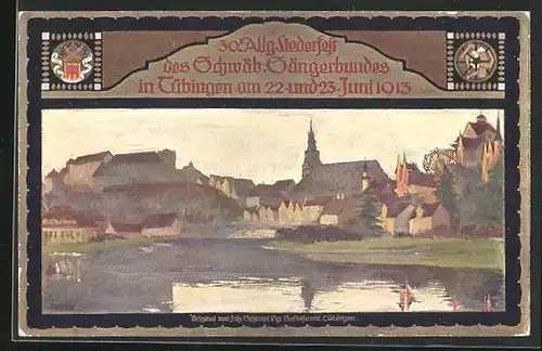 Künstler-AK Ganzsache PP27C186 /01: Tübingen, 30. Allg. Sängerfest des Schwäb. Sängerbundes 1913