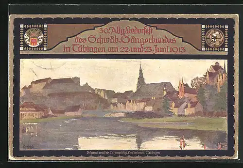 Künstler-AK Ganzsache PP27C186 /01: Tübingen, 30. Allgem. Sängerfest des schwäb. Sängerbundes 1913