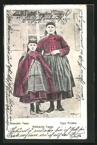 AK Frau und Kind in polnischer Kleidung