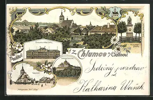 Lithographie Chlumce N. C., Namesti, Karlova Koruna