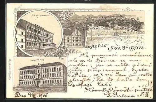 Lithographie Novy Bydzov, Chlapecka skola, gimnasium