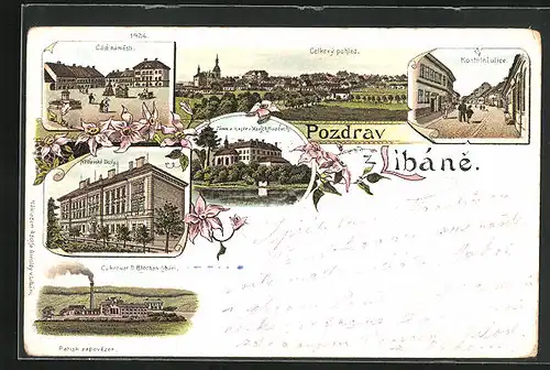 Lithographie Liban, Cast namesti, Zamek a kaple v Staujch Hudadech