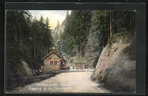 AK Wekelsdorf, Wekelsdorfer Felsen, Eingng der Felsenstadt