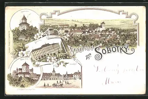 Lithographie Sobotka, Namesti, Skola, Humprecht