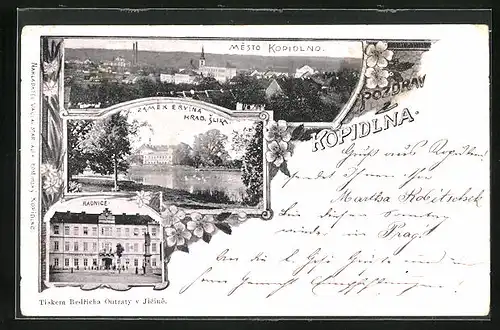 AK Kopidlno, Panorama, Zamek ervina harab slika, Radnice