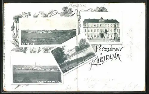 AK Kopidlno, Cukrovar hrab erv. Slika, Zamek hr. erv. slika, Radnice