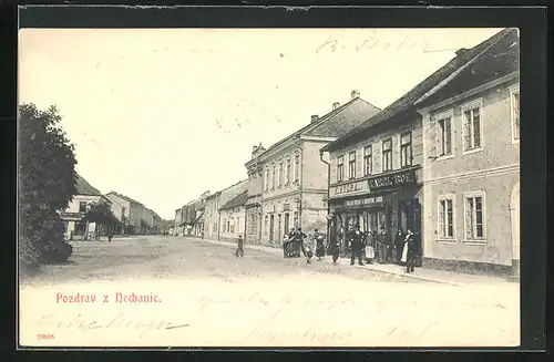 AK Nechanice, Hauptstrasse im Ort, Namesti