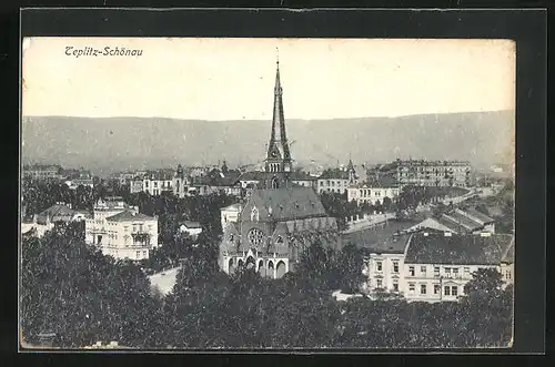 AK Teplitz Schönau / Teplice, Kirche in der Stadt