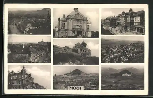 AK Brüx / Most, Burg, Landschaft, Hotel