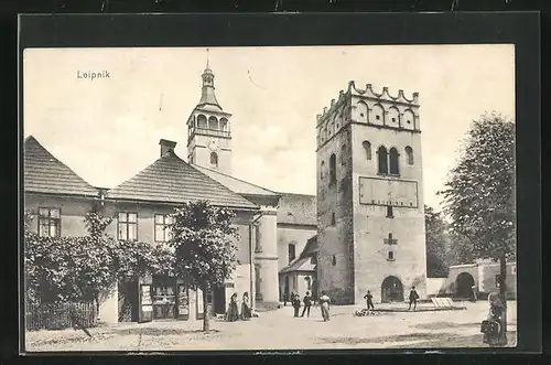 AK Leipnik /Lipnik, Trutziger Turm mit Sonnenuhr